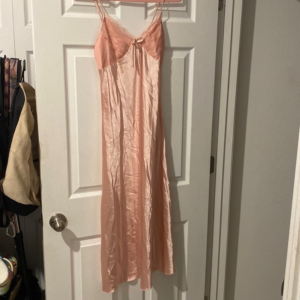 Pink satin nightgown